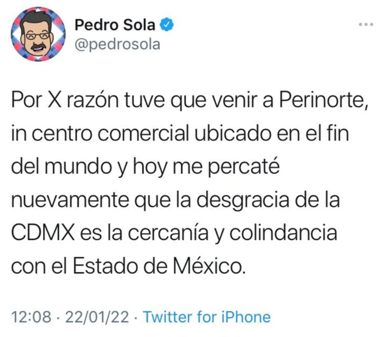 Tachan de clasista a Pedro Sola por comentario sobre el Estado de México