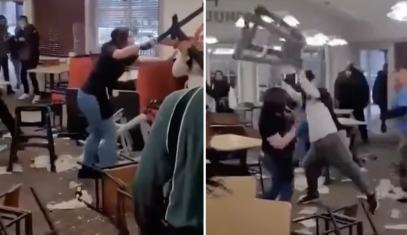VIDEO: Se desata aparatosa pelea en un restaurante luego de que alguien supuestamente se 'metió a la fila'