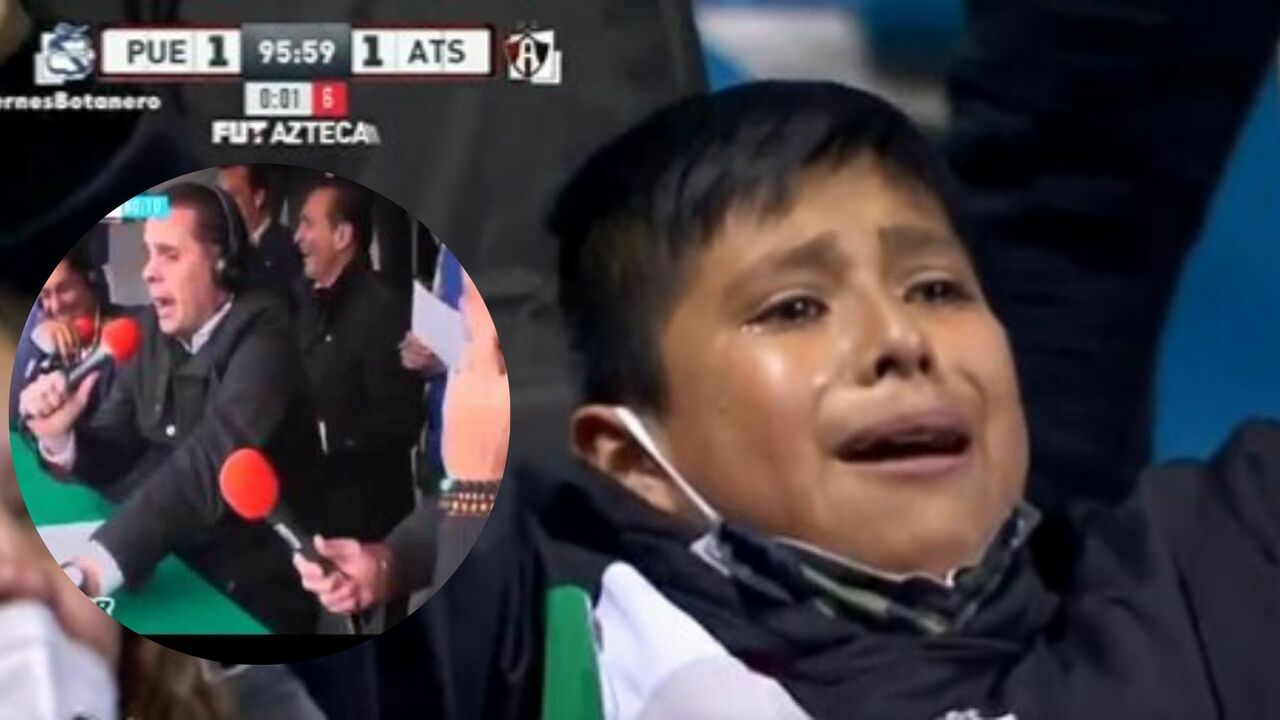 Niño rompe en llanto tras gol de chilena del Puebla en partido contra Atlas; Martinoli reacciona