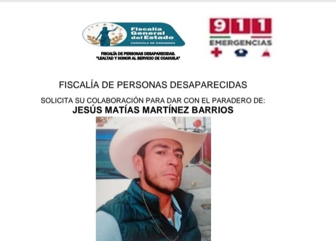 Reportan hombre desaparecido hace más de un mes y medio en Saltillo