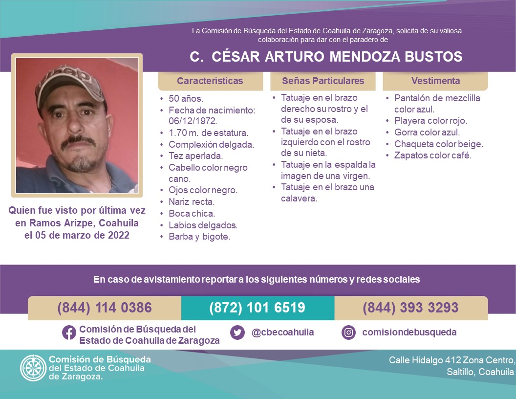 Reportan como desaparecido hombre en Ramos Arizpe