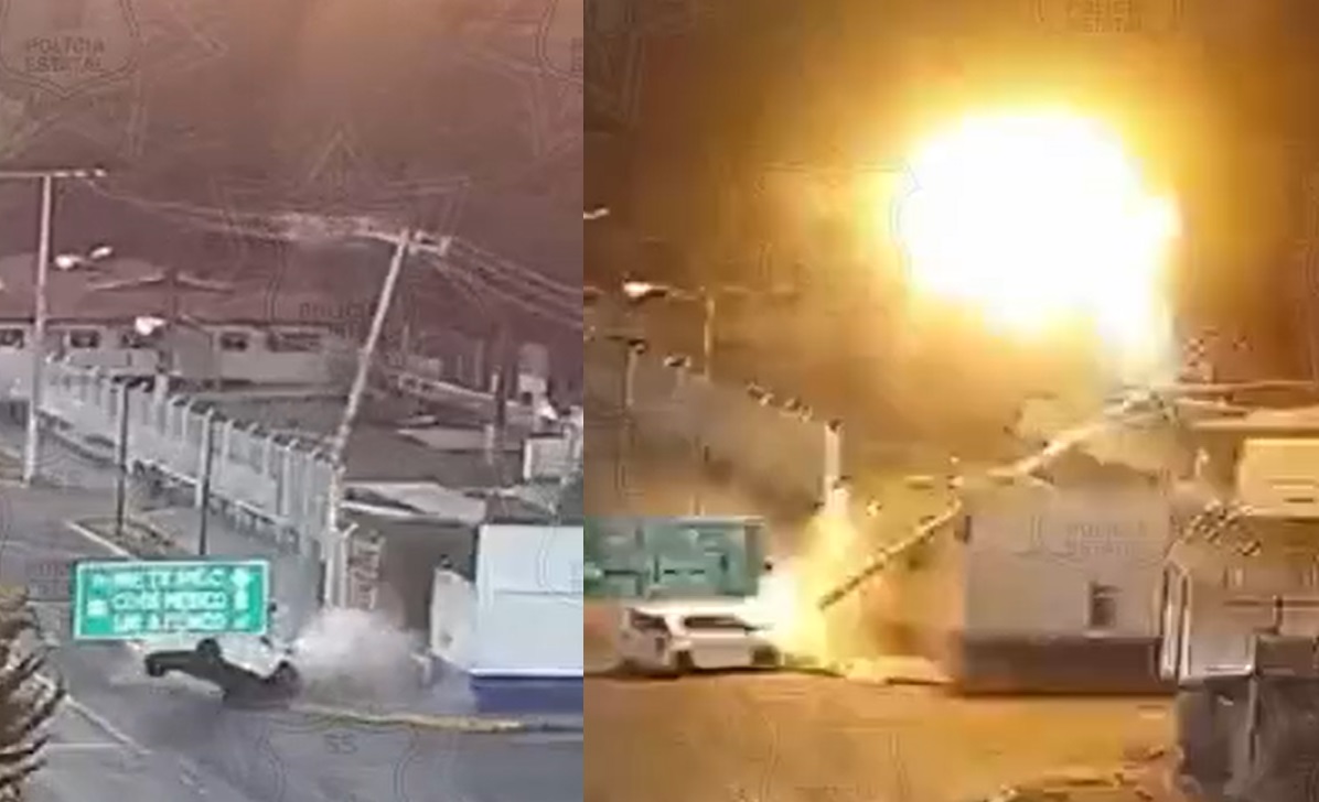VIDEO: Automóvil choca y provoca explosión al tumbar un poste en el Edomex