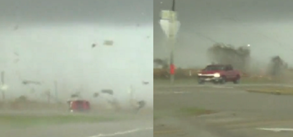 Conductor de camioneta siguió manejando tras ser volcado por un tornado en Texas