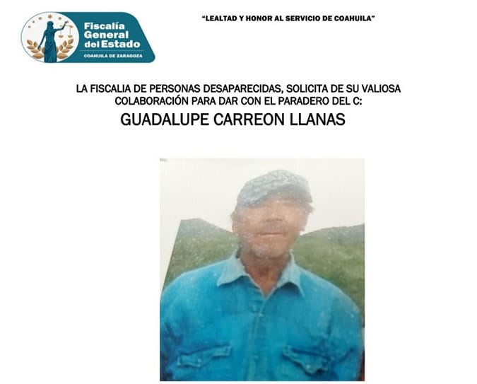 Piden colaboración para dar con hombre desaparecido de Castaños