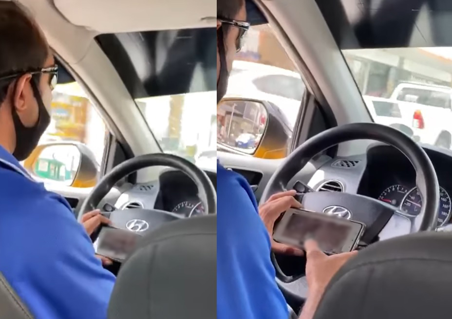 VIRAL: Captan a 'taxista' de Torreón viendo videos para adultos mientras conduce