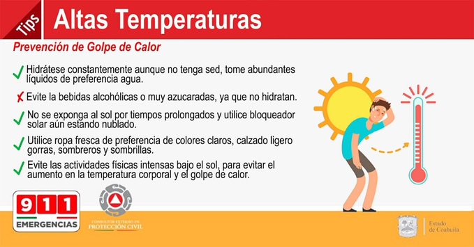 Emiten recomendaciones para temporada de calor en Coahuila