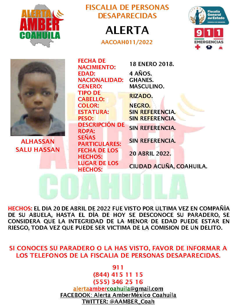 Buscan a niño de nacionalidad extranjera desaparecido en Acuña