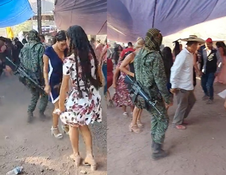Difunden video en redes de hombres armados bailando en boda de Guererro