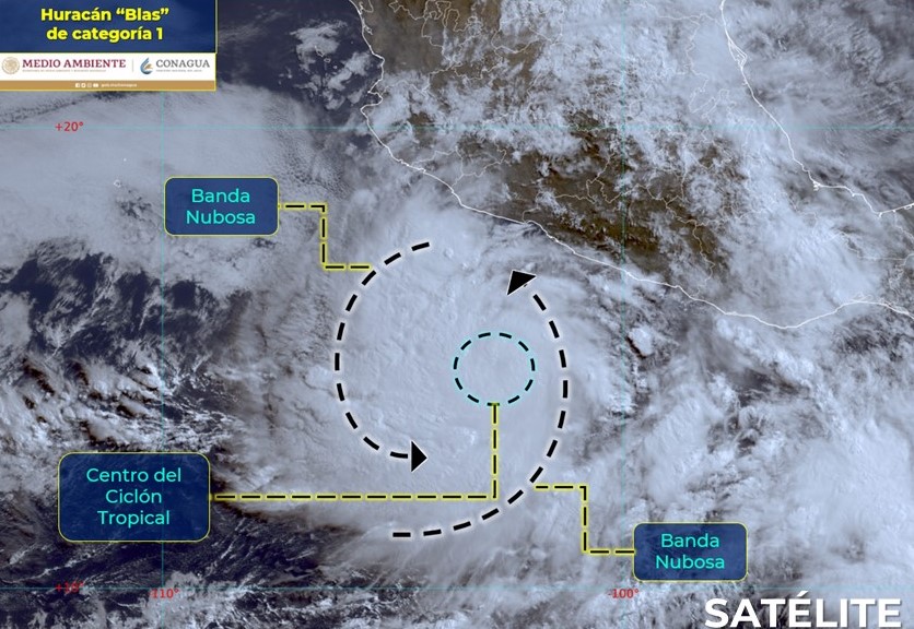 'Blas' se intensifica a huracán categoría 1, reporta Conagua