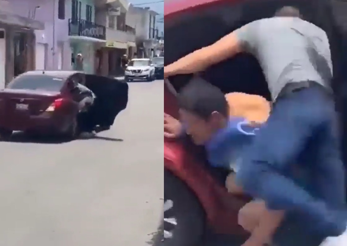 VIDEO: Joven salta de un auto para evitar ser secuestrado