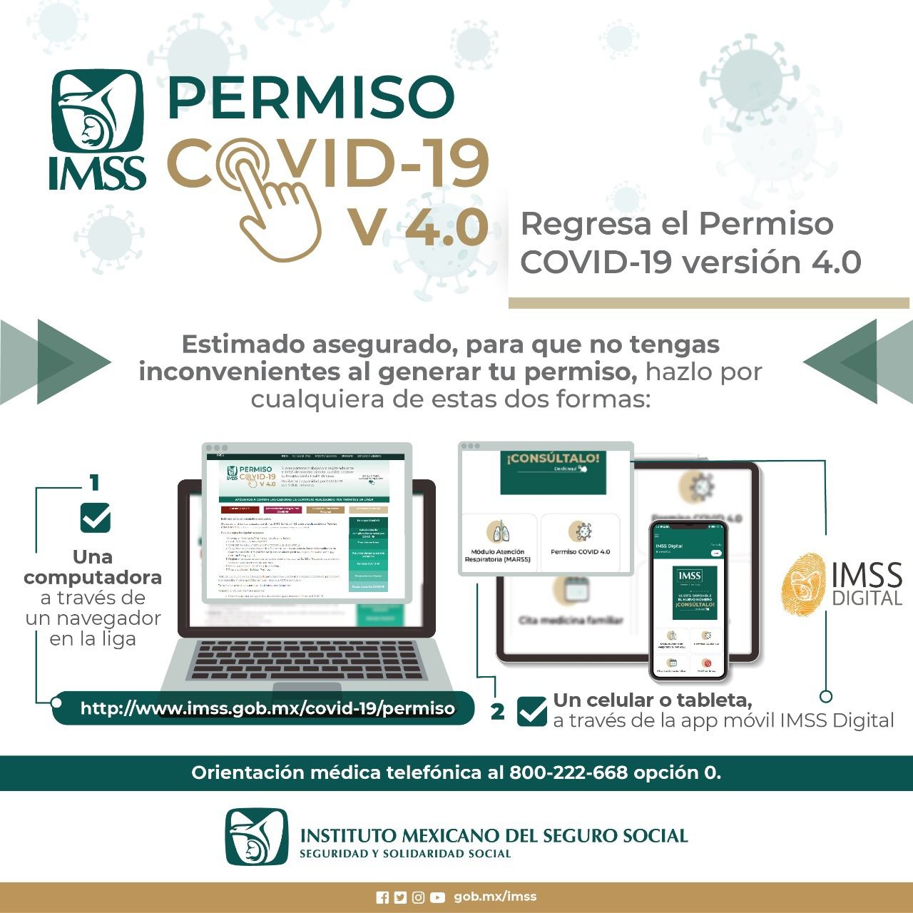 IMSS Coahuila llama a utilizar plataforma de Permiso COVID 4.0