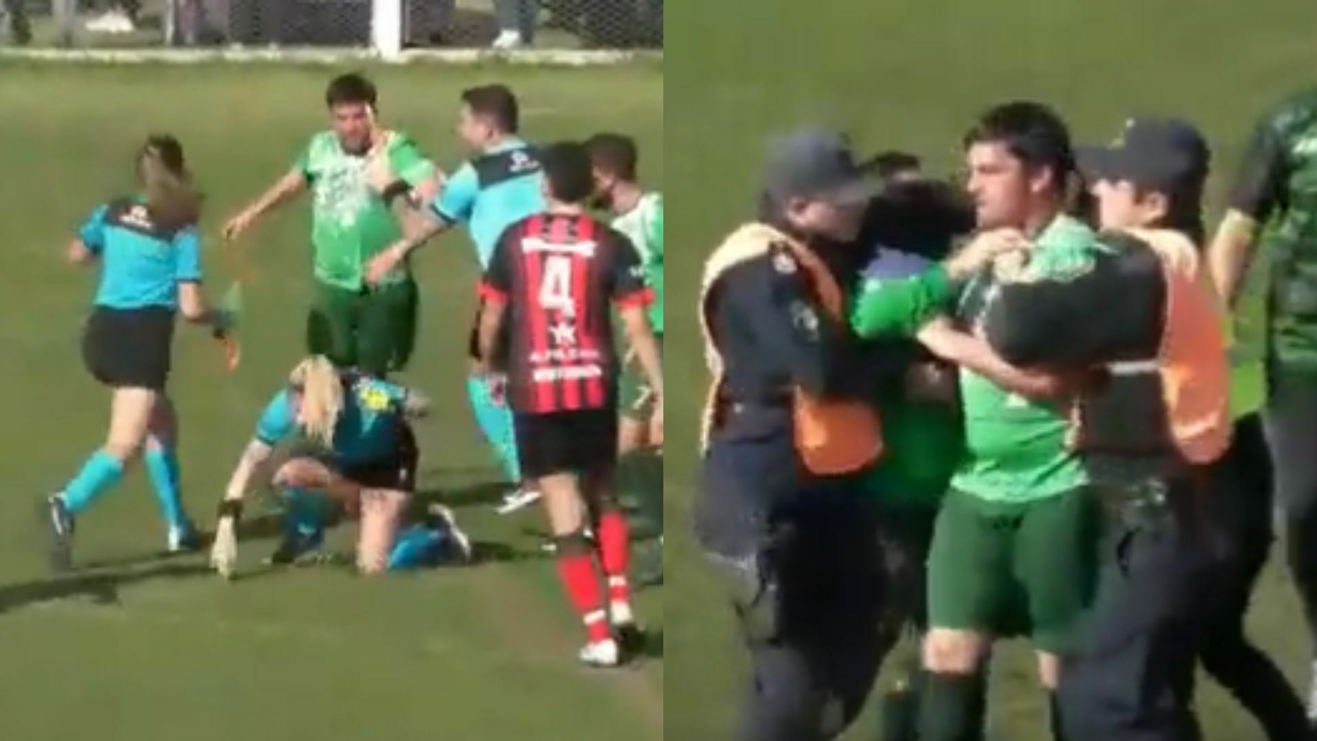 VIDEO: Futbolista golpea a árbitra y termina preso