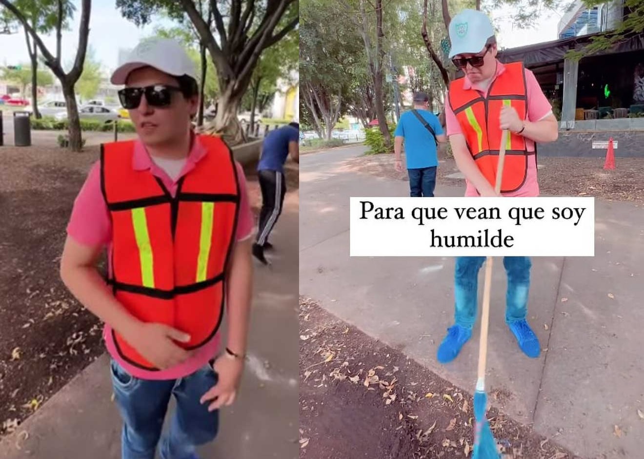Captan a 'Fofo' Márquez barriendo en un parque como sanción por cerrar puente en Guadalajara