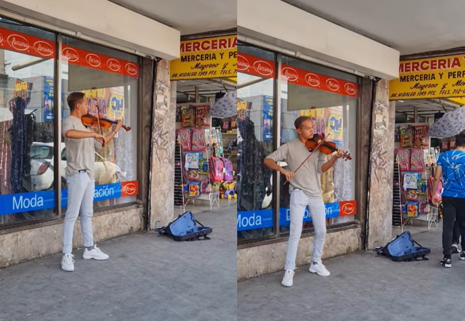 VIRAL: Joven violinista conquista las calles de Torreón con su música