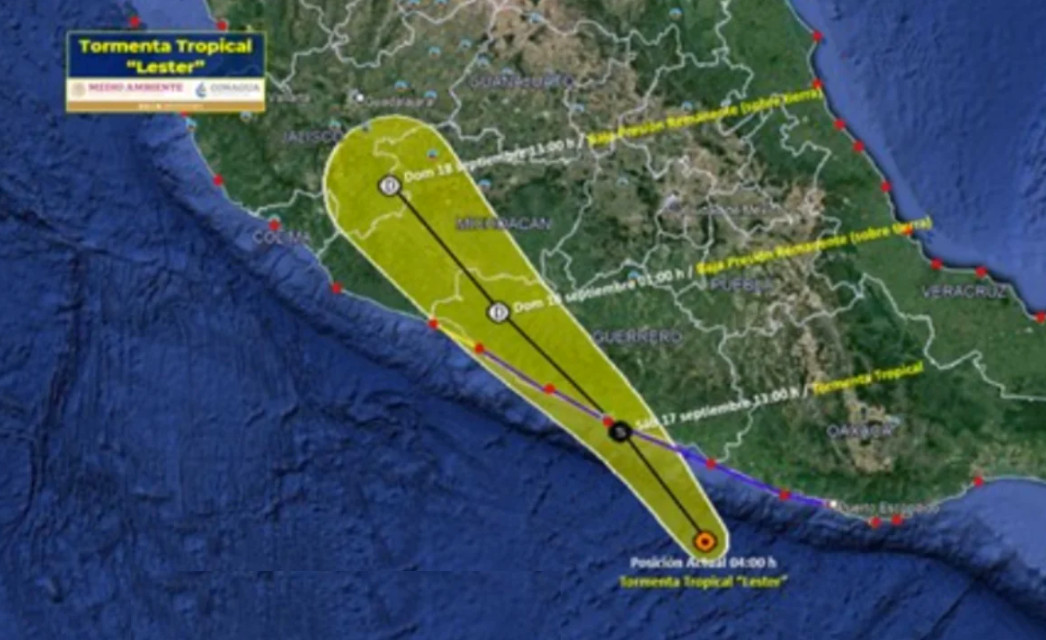 Este sábado, tormenta tropical Lester tocará tierra en Guerrero