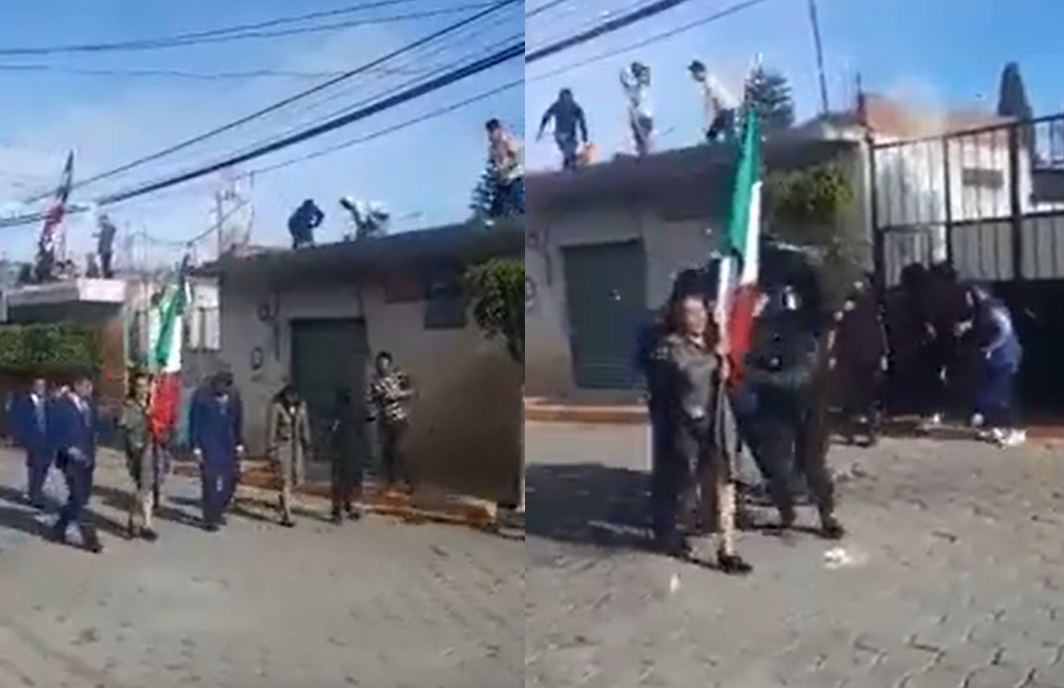 Lanzan globos de agua y huevos a alcaldesa de Tlaxcala durante desfile militar