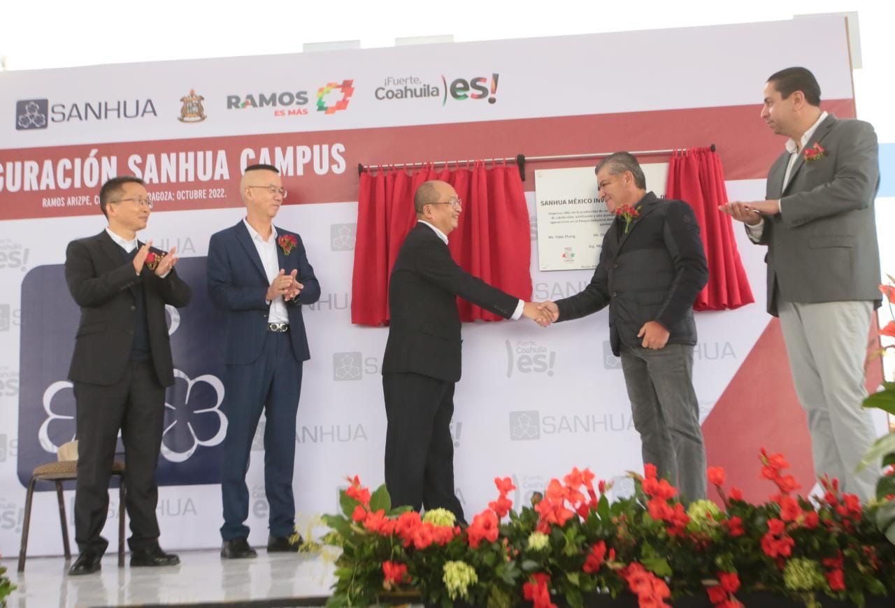 Gobernador y alcalde de Ramos Arizpe inauguran planta 'Sanhua Campus’