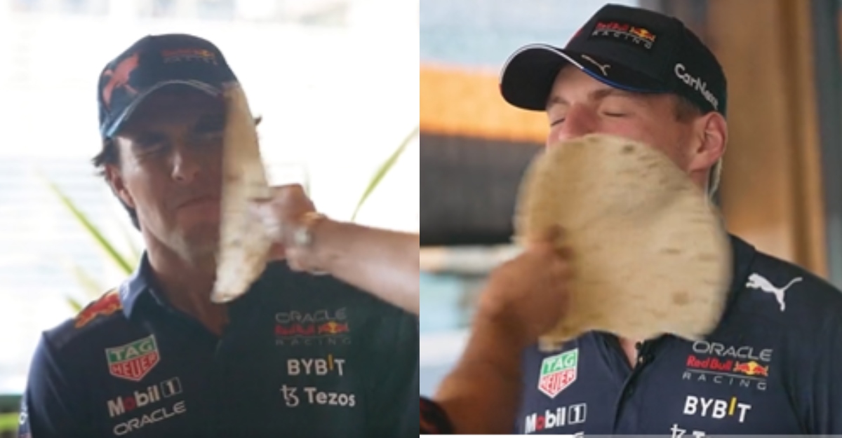 Checo Pérez y Max Verstappen hacen el reto de 'Tortilla Slap Challenge