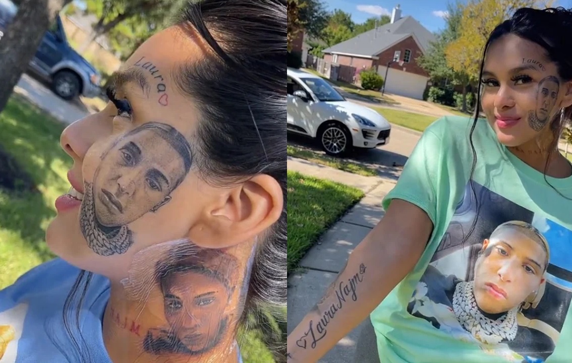 'Tiktoker' se tatúa en la mejilla el rostro de su pareja luego de que le fue infiel