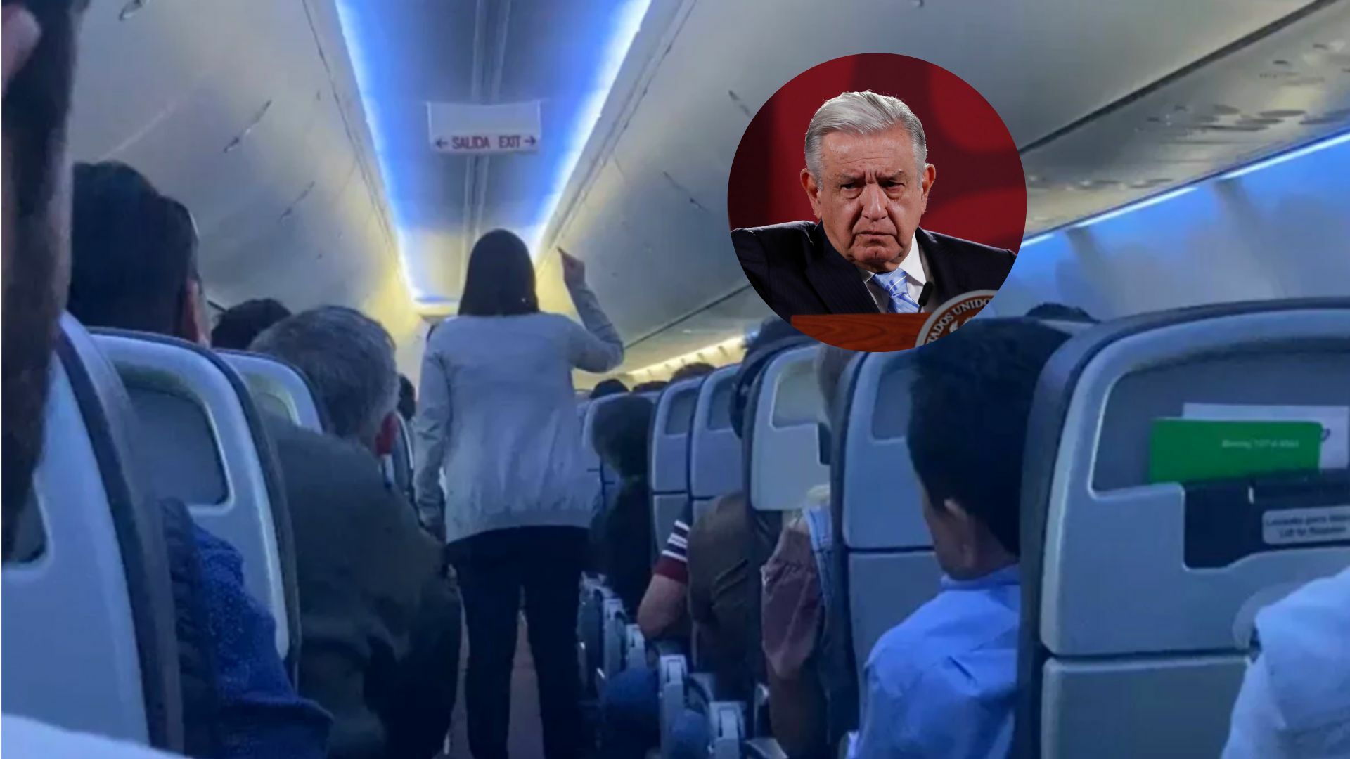 'Está destruyendo al país', reclama pasajera en vuelo a López Obrador