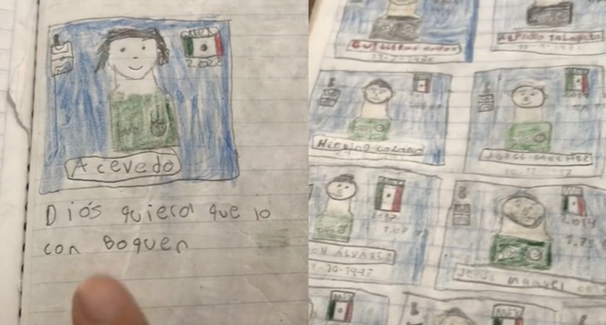 Niño coahuilense hace su álbum y dibuja a Carlos Acevedo con la Selección Mexicana