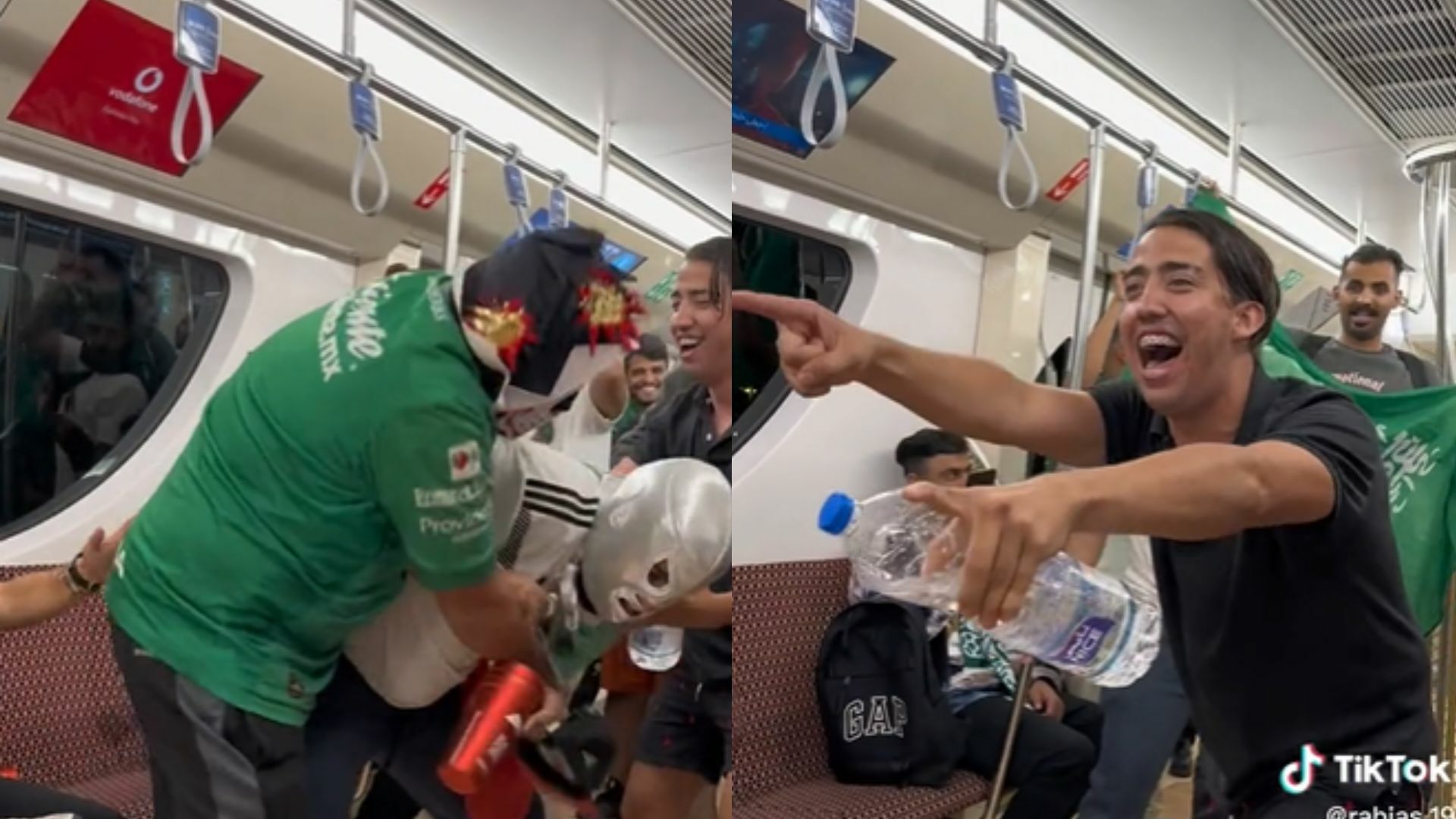 VIRAL: Mexicanos arman función de lucha libre en metro de Qatar