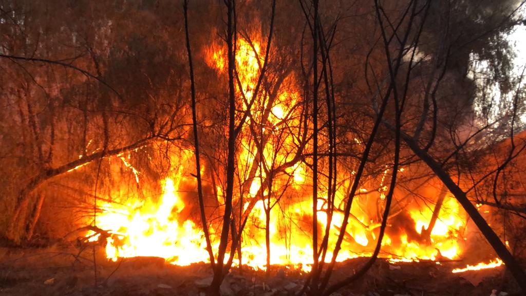 Fuerte incendio alerta a cuerpos de emergencias en Saltillo