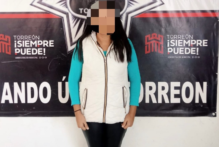 La mujer fue asegurada en calles de Torreón por elementos de la DSPM.