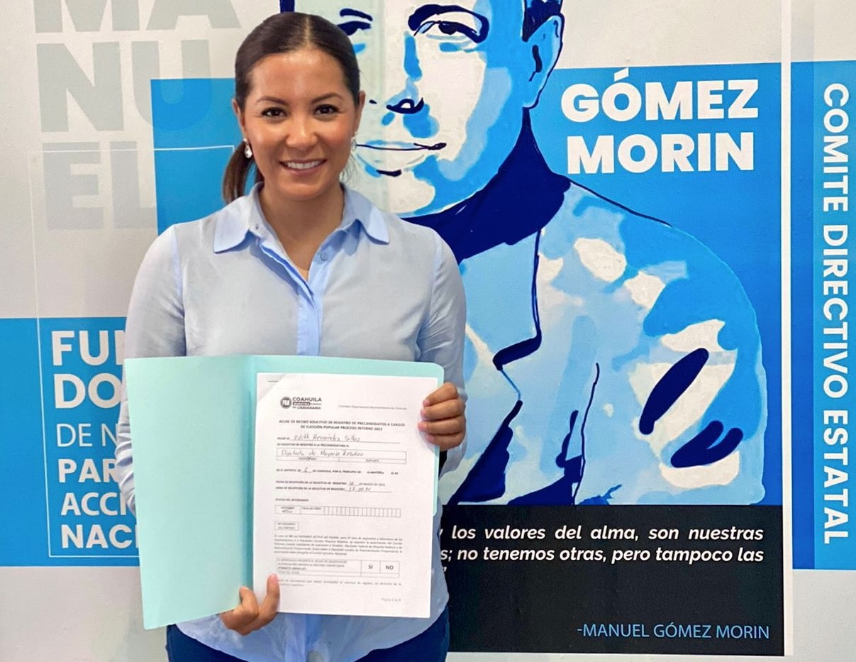 La regidora con licencia Edith Hernández Sillas, registró su intención de participar como candidata a diputada por el Distrito Local 6 de Coahuila.