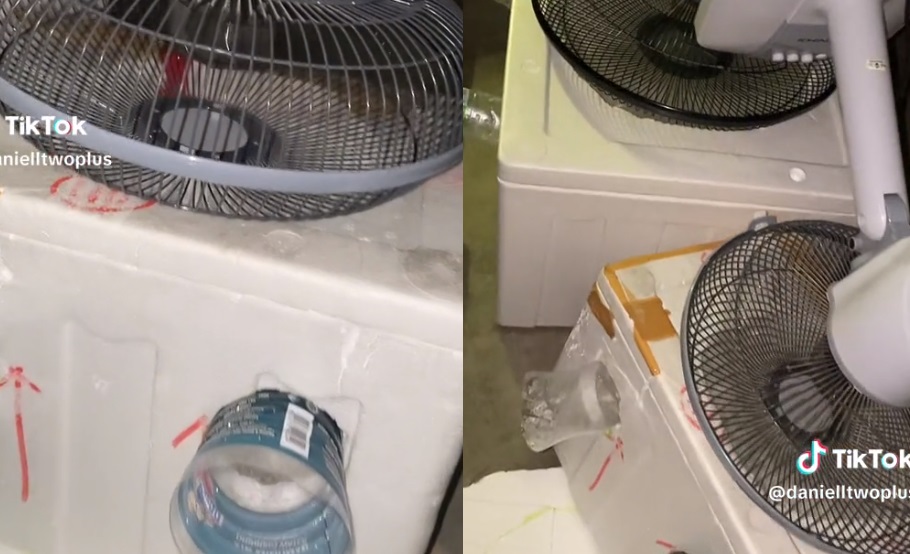 Ingenio mexicano, joven fabrica su propio aire acondicionado con hielo, un ventilador y una caja de unicel 