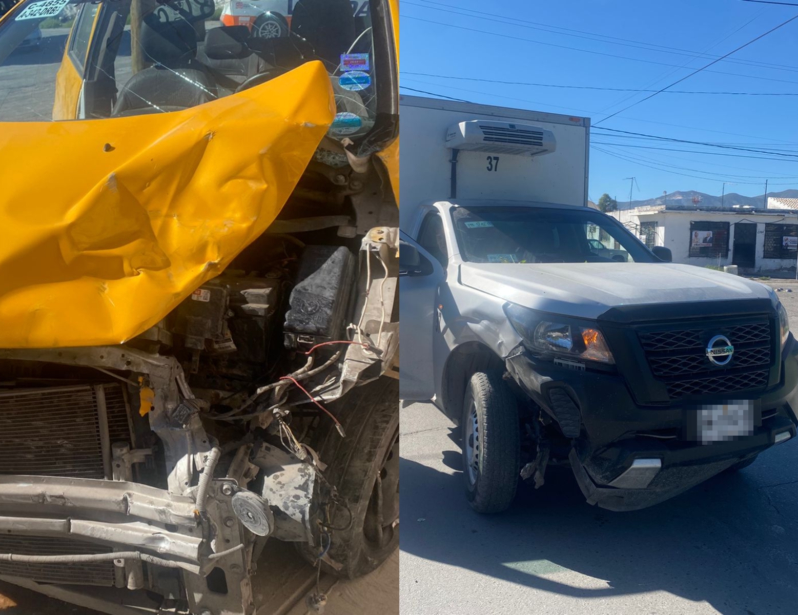 Choque de camioneta y taxi deja a joven y un bebé lesionados