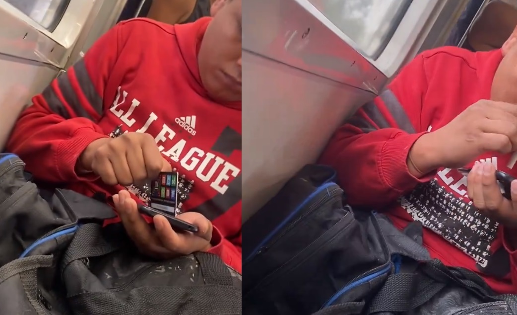 Captan a usuario inhalando 'extraño polvo' en el Metro 