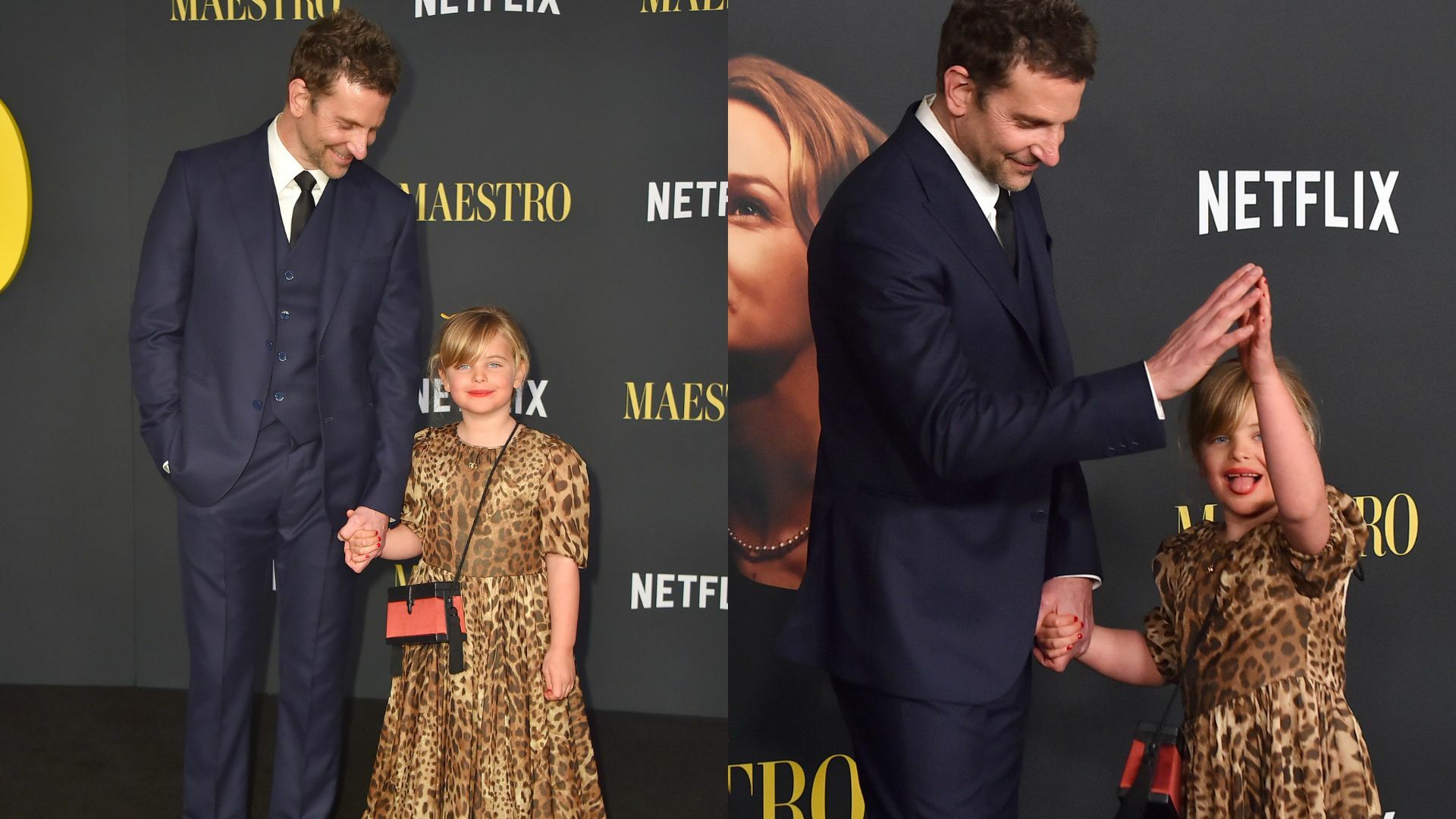 Bradley Cooper protagoniza tierno momento junto a su hija en alfombra roja de la película Maestro