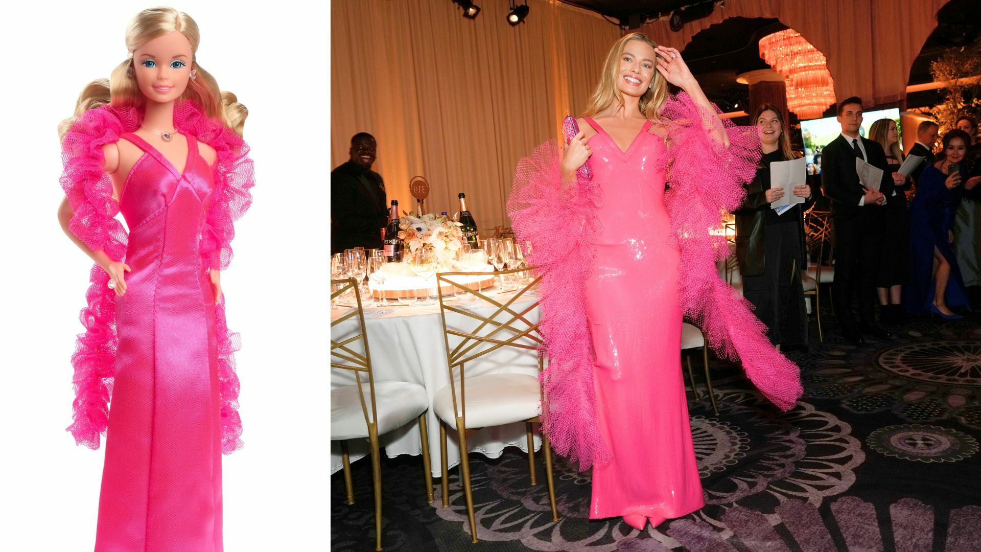 Margot Robbie se roba la atención en los Golden Globes con su 'look' de Barbie Superstar