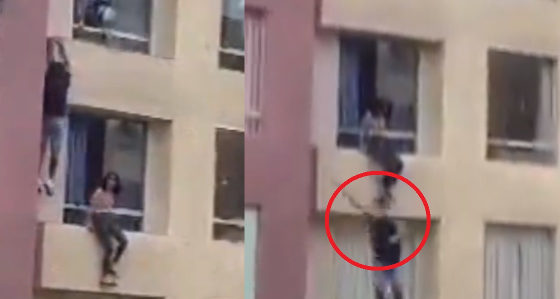 VIRAL: Hombre cae de un cuarto piso al intentar evitar suicidio 