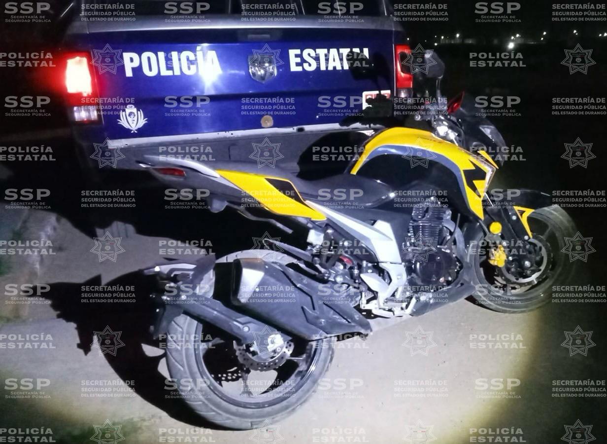 Policía Estatal asegura motocicleta robada en Lerdo