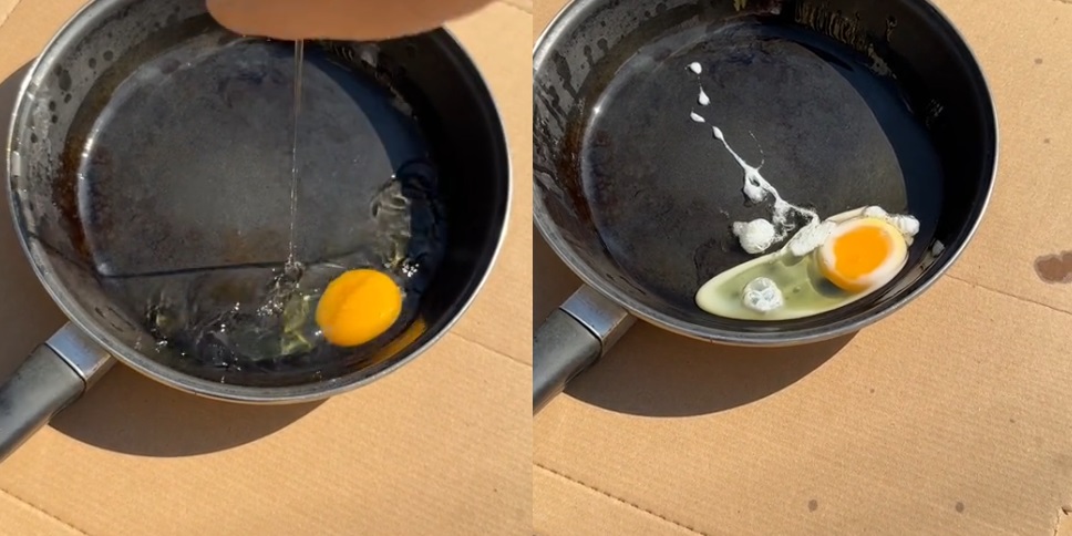 VIRAL: A 45 grados, cocinan huevo estrellado al vivo Sol en Torreón 